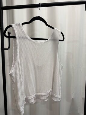 Free People White Ribbed Tank Top